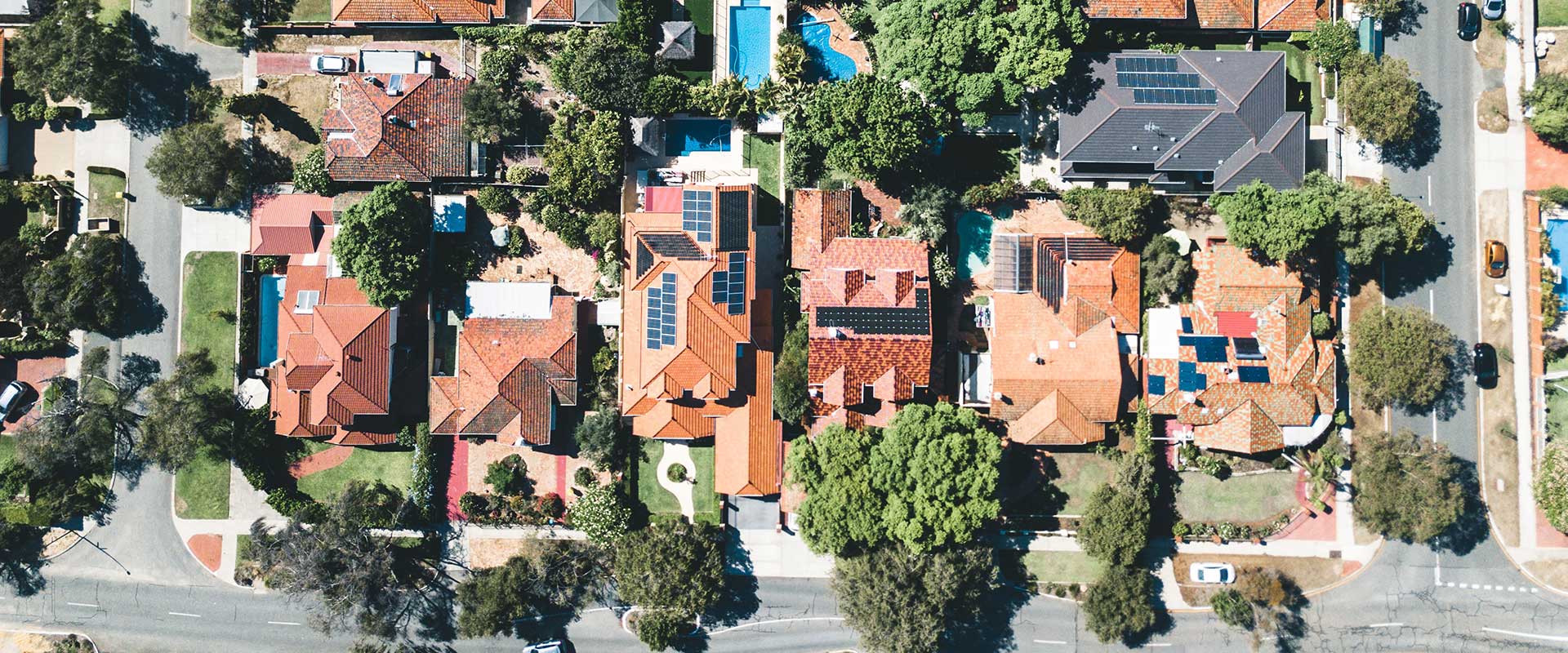 overhead suburbia view